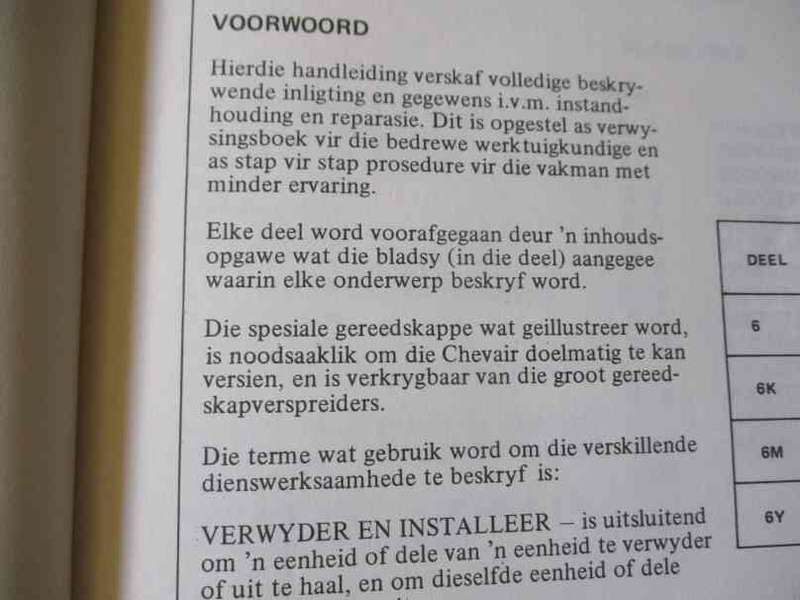 CHEVAIR WORKSHOP MANUAL VOL 2 / CHEVAIR WERKSWINKEL-HANDLEIDING DEEL 2