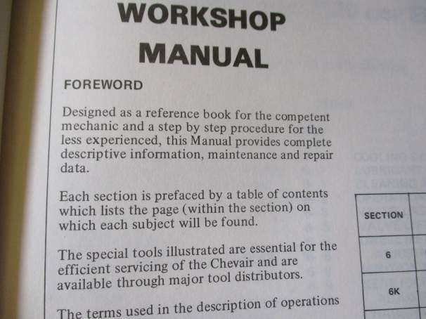 CHEVAIR WORKSHOP MANUAL VOL 2 / CHEVAIR WERKSWINKEL-HANDLEIDING DEEL 2