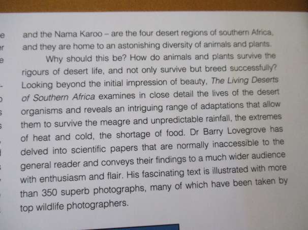 THE LIVING DESERTS OF SOUTHERN AFRICA - BARRY LOVEGROVE