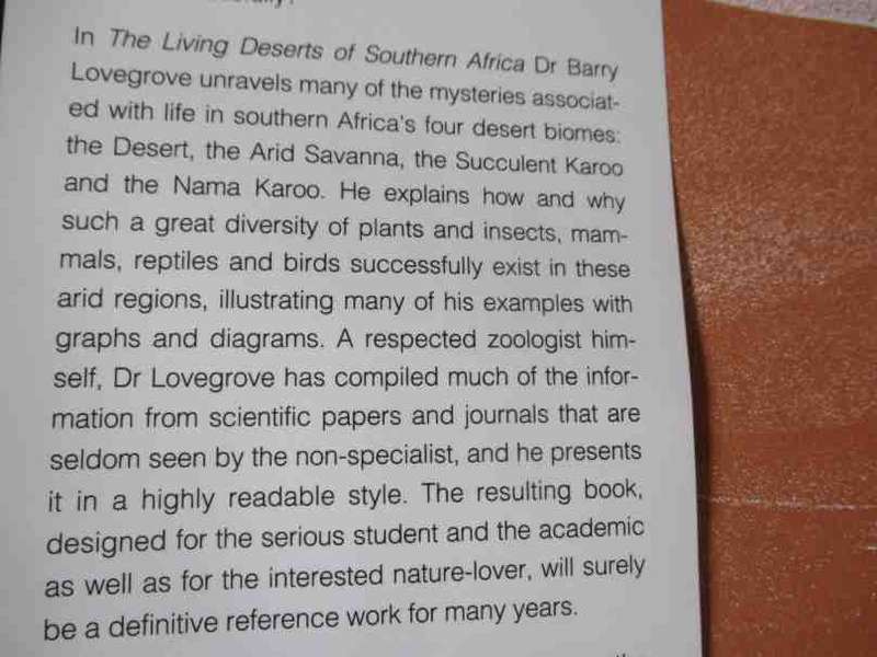 THE LIVING DESERTS OF SOUTHERN AFRICA - BARRY LOVEGROVE