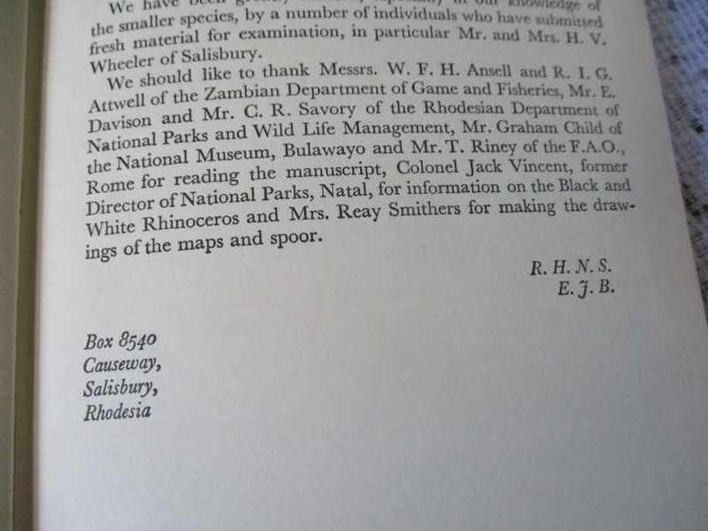 THE MAMMALS OF RHODESIA, ZAMBIA AND MALAWI - REAY H.N. SMITHERS