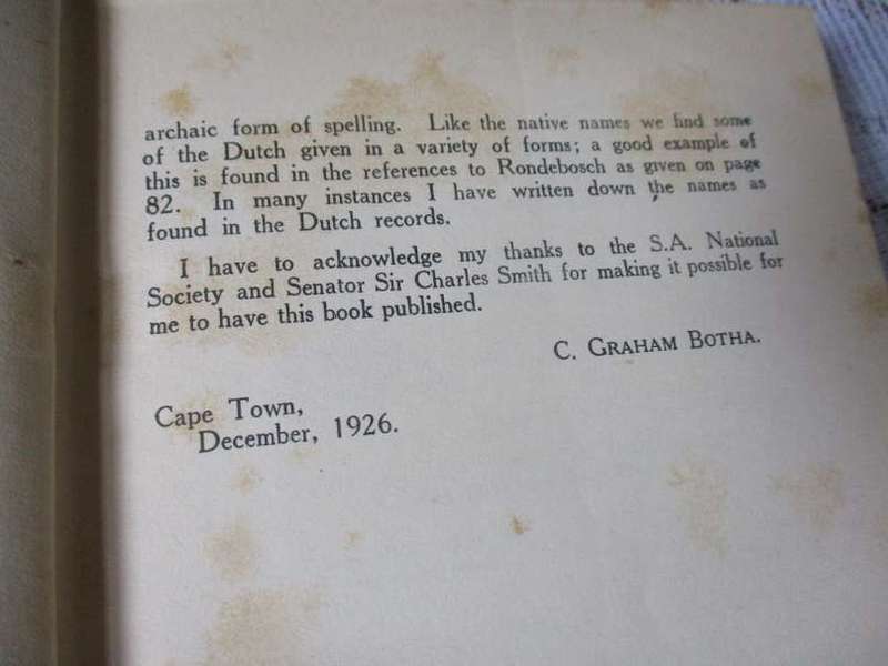 PLACE NAMES IN THE CAPE PROVINCE - COLIN GRAHAM BOTHA ( 1926 )