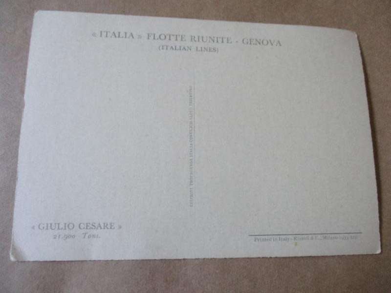 GIULIO CESARE - ITALIAN LINES   - POST CARD
