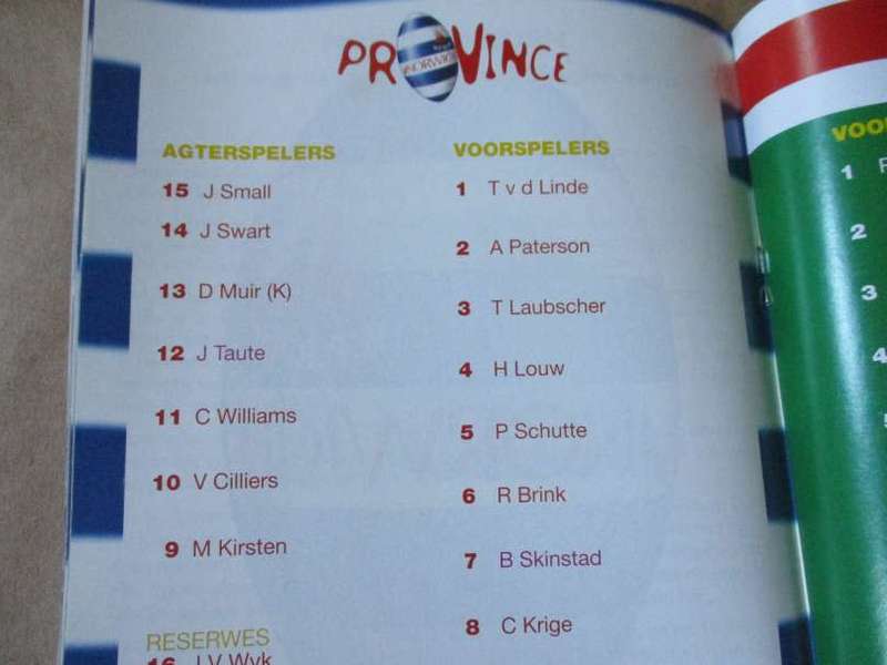 WP vs GRIQUALAND WEST 6 MARCH 1997 - RUGBY PROGRAMME