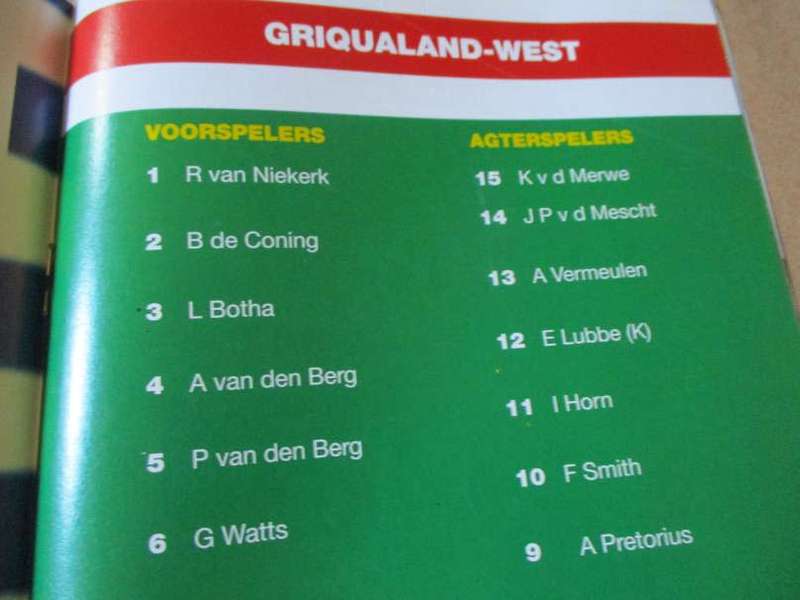 WP vs GRIQUALAND WEST 6 MARCH 1997 - RUGBY PROGRAMME