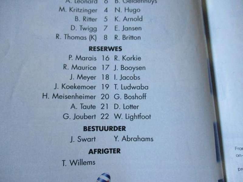 WP vs SWD EAGLES  11 APRIL 1997 - RUGBY PROGRAMME