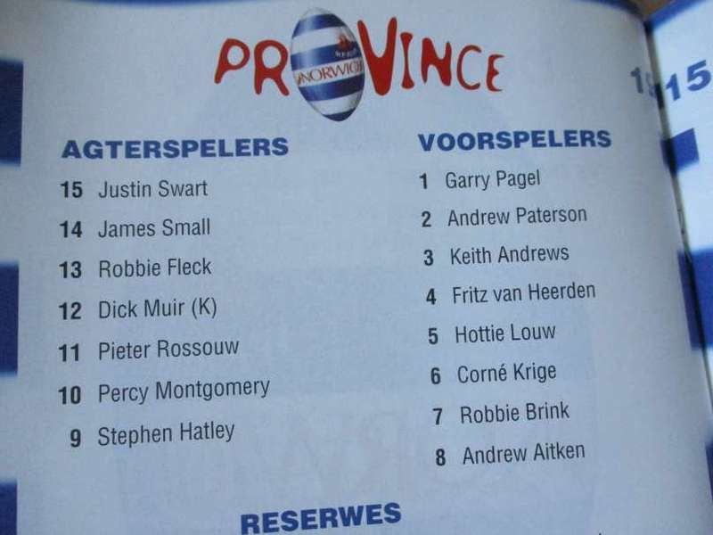 WP vs BOLAND 14 MEI  1997 - RUGBY PROGRAMME