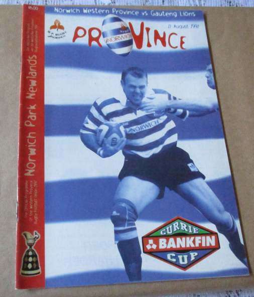 WP vs LIONS 17 AUGUST   1997 - RUGBY PROGRAMME