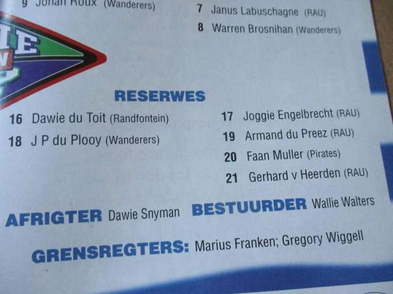 WP vs LIONS 17 AUGUST   1997 - RUGBY PROGRAMME