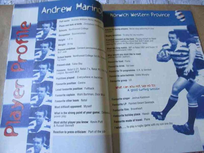WP vs LIONS 17 AUGUST   1997 - RUGBY PROGRAMME