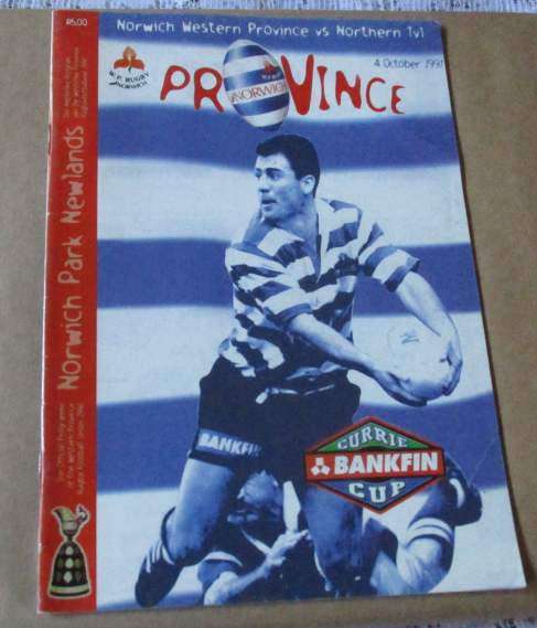 WP vs NORTHERN TRANSVAAL 4 OCTOBER   1997 - RUGBY PROGRAMME