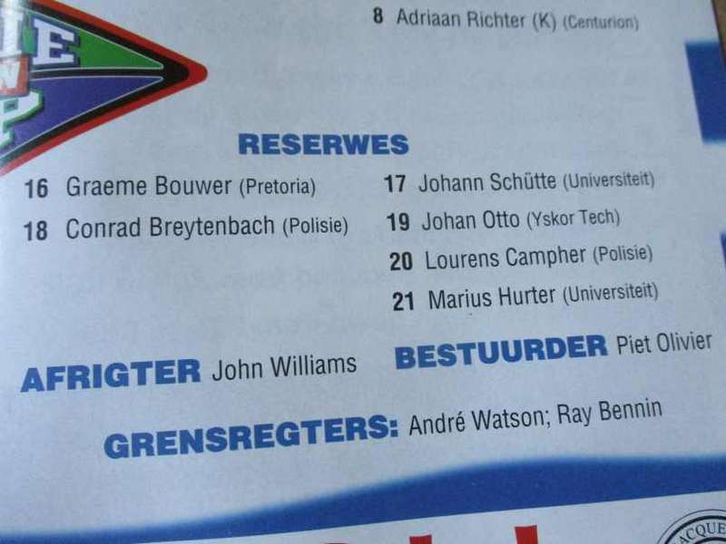 WP vs NORTHERN TRANSVAAL 4 OCTOBER   1997 - RUGBY PROGRAMME