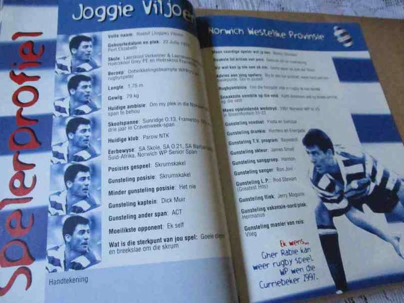 WP vs NORTHERN TRANSVAAL 4 OCTOBER   1997 - RUGBY PROGRAMME