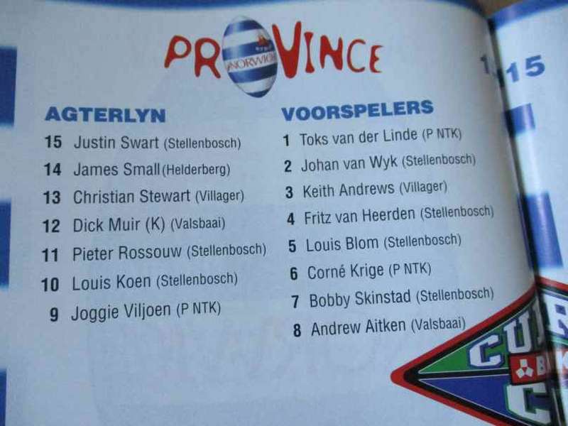 WP vs NORTHERN TRANSVAAL 4 OCTOBER   1997 - RUGBY PROGRAMME