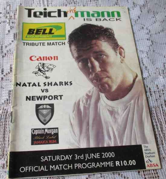 SHARKS vs NEWPORT 3 JUNE  2000 - RUGBY PROGRAMME - some autographs