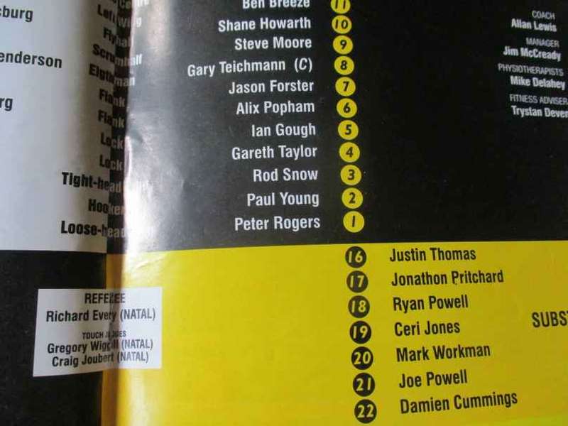 SHARKS vs NEWPORT 3 JUNE  2000 - RUGBY PROGRAMME - some autographs