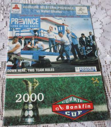 WP vs SHARKS   30 SEPTEMBER 2000 - RUGBY PROGRAMME