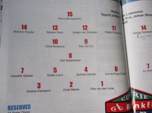 WP vs SHARKS   30 SEPTEMBER 2000 - RUGBY PROGRAMME