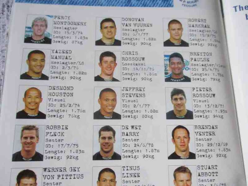 WP vs SHARKS   30 SEPTEMBER 2000 - RUGBY PROGRAMME