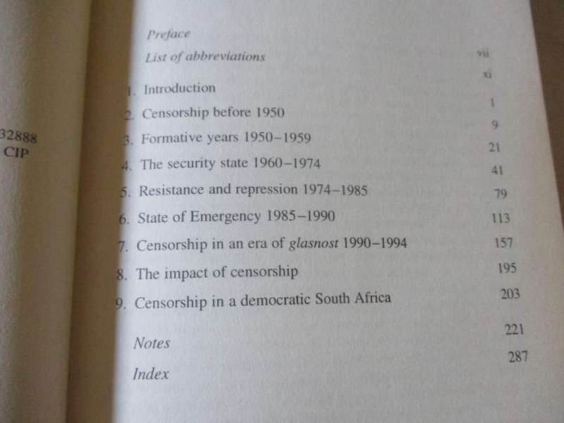 A CULTURE OF CENSORSHIP - SECRECY AND INTELLECTUAL REPRESSION IN SOUTH AFRICA - CHRISTOPHER MERRETT