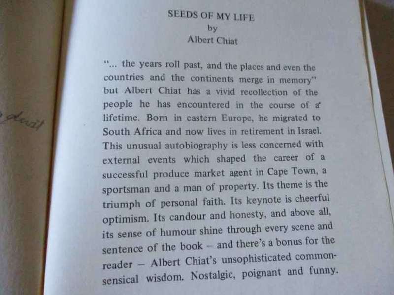 SEEDS OF MY LIFE - ALBERT CHIAT - SIGNED