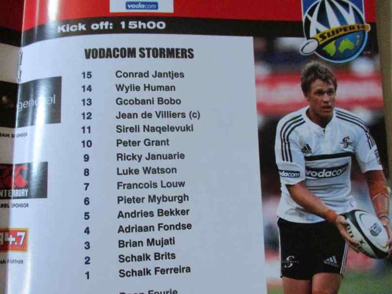 LIONS VS WP STORMERS 17 MAY 2008 - RUGBY PROGRAMME