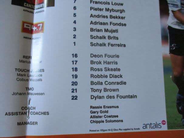 LIONS VS WP STORMERS 17 MAY 2008 - RUGBY PROGRAMME
