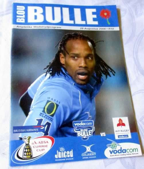 BLUE BULLS vs WP 29 AUGUST 2008  - RUGBY PROGRAMME