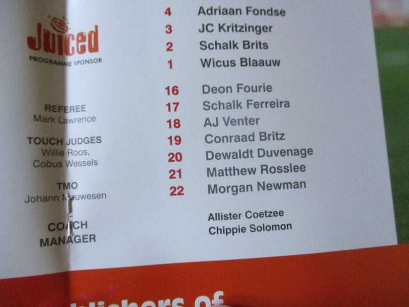 BLUE BULLS vs WP 29 AUGUST 2008  - RUGBY PROGRAMME
