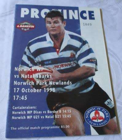 WP vs SHARKS 17 OCTOBER  1998   - RUGBY PROGRAMME