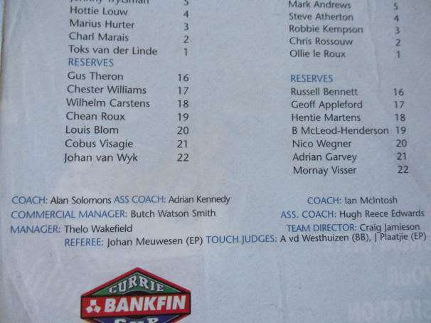WP vs SHARKS 17 OCTOBER  1998   - RUGBY PROGRAMME