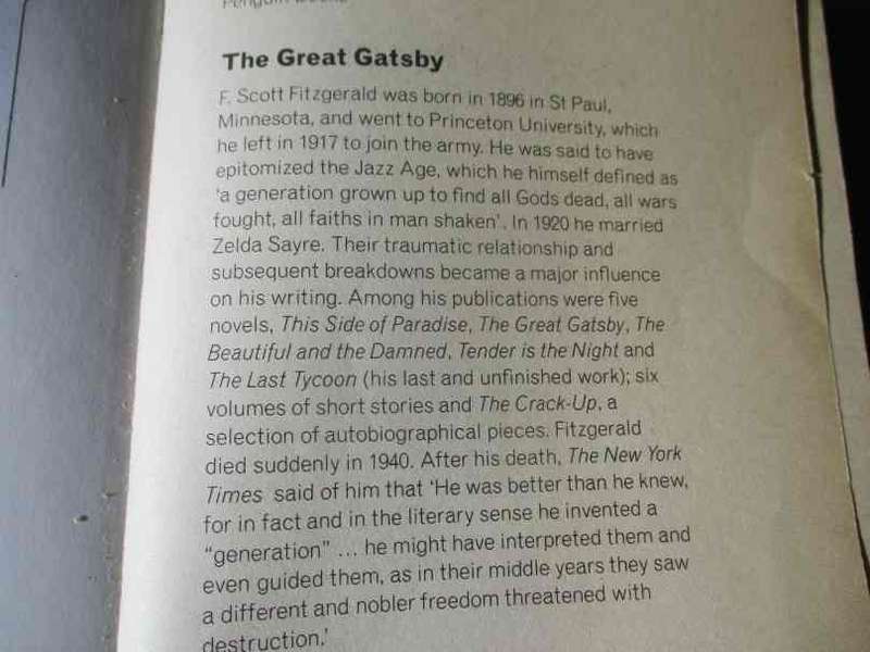 THE GREAT GATSBY - F SCOTT FITZGERALD