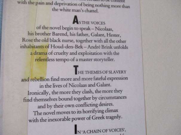 A CHAIN OF VOICES   - ANDRE` BRINK ( HARDCOVER )