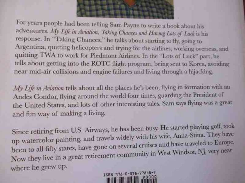 MY LIFE IN AVIATION - TAKING CHANCES AND HAVING LOTS OF LUCK - SAM PAYNE