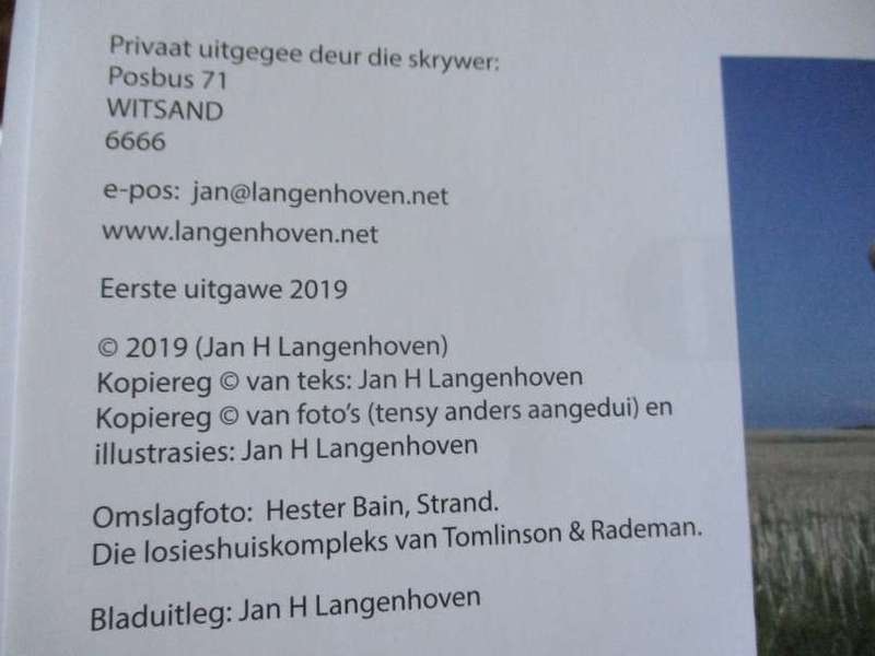 WITSAND - TERUGBLIK - JAN H LANGENHOVEN