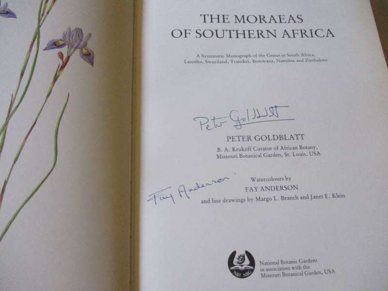 THE MORAEAS OF SOUTHERN AFRICA - PETER GOLDBLATT WITH WATERCOLOUR BY FAY ANDERSON - SIGNED