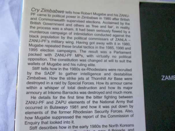CRY ZIMBABWE - INDEPENDENCE - TWENTY YEARS ON -  PETER STIFF ( SIGNED BY AUTHOR )