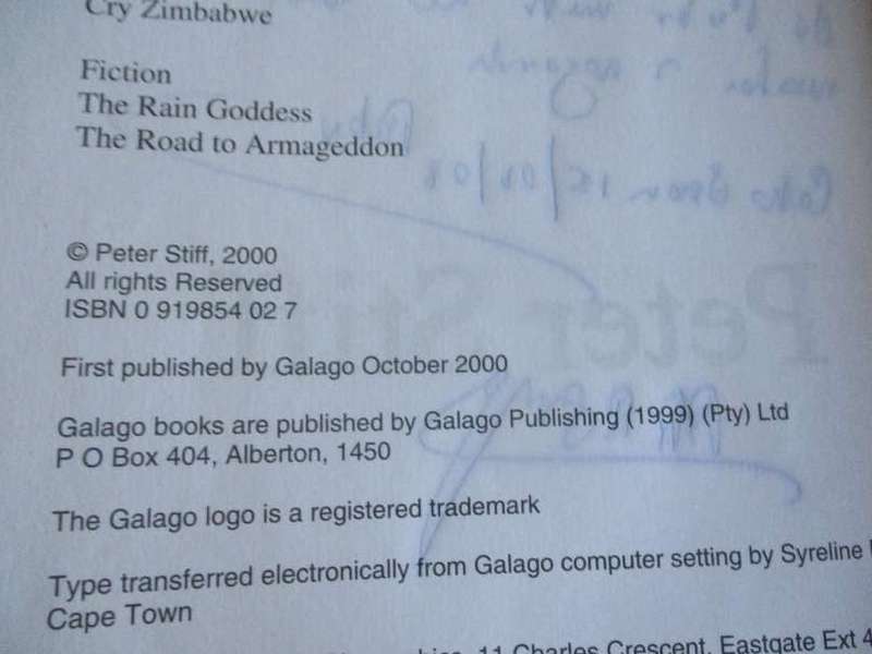 CRY ZIMBABWE - INDEPENDENCE - TWENTY YEARS ON -  PETER STIFF ( SIGNED BY AUTHOR )