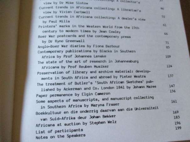 BIBLIOPHILIA AFRICANA V 19 - 22 NOVEMBER 1985