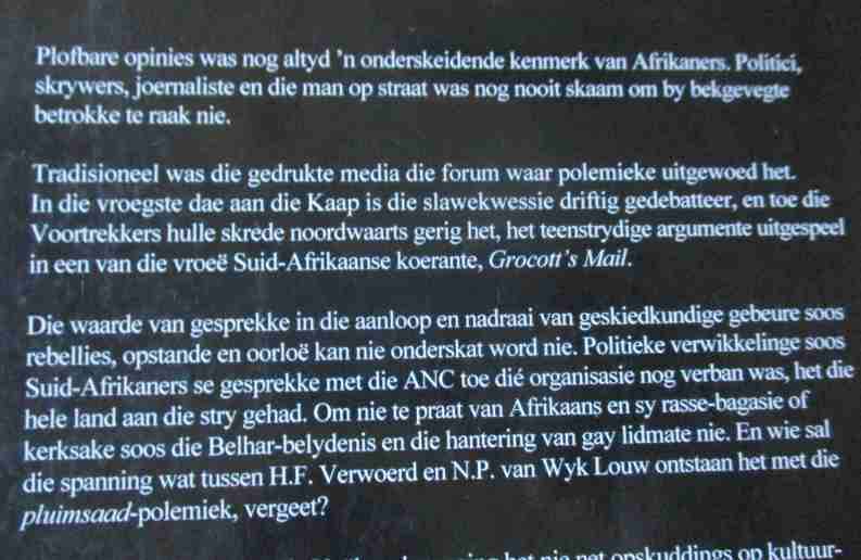 POLEMIEKE - BEKGEVEGTE IN AFRIKAANS - GABRIEL J BOTMA