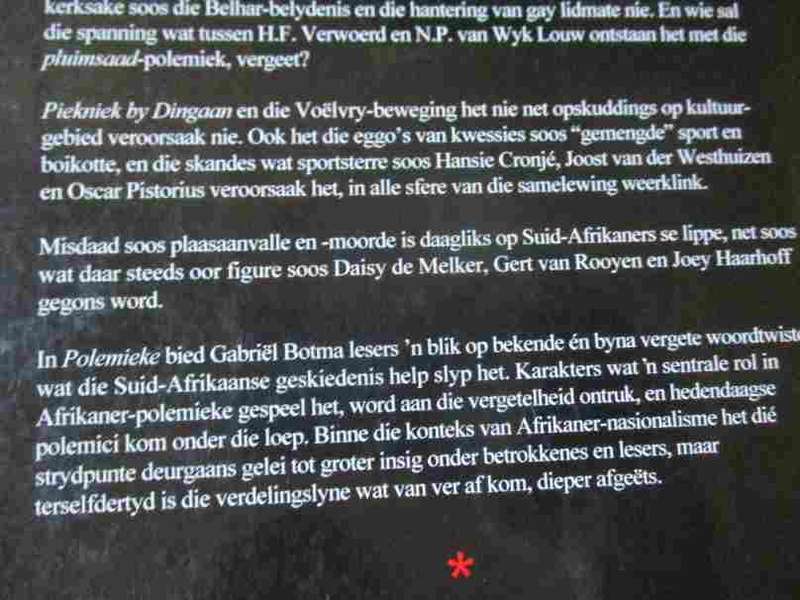 POLEMIEKE - BEKGEVEGTE IN AFRIKAANS - GABRIEL J BOTMA