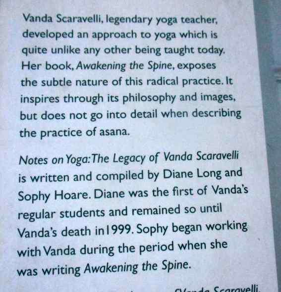 NOTES ON YOGA - THE LEGACY OF VANDA SCARAVELLI - DIANE LONG AND SOPHY HOARE