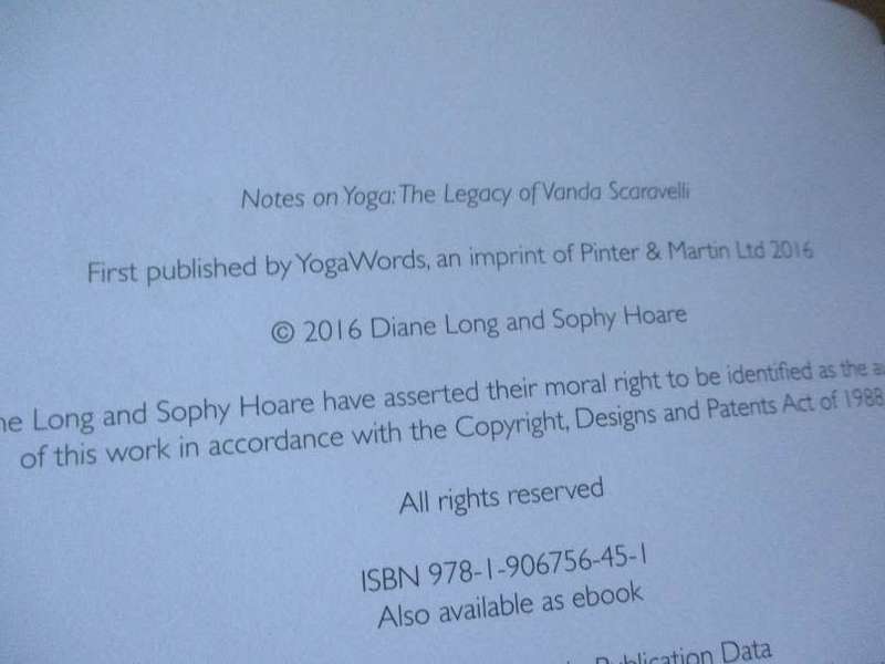 NOTES ON YOGA - THE LEGACY OF VANDA SCARAVELLI - DIANE LONG AND SOPHY HOARE