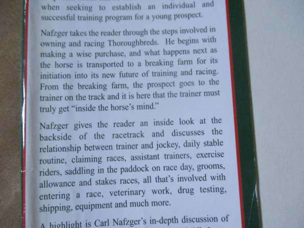 TRAITS OF A WINNER - THE FORMULA FOR DEVELOPING THOROUGHBRED RACEHORSES - CARL A NAFZGER