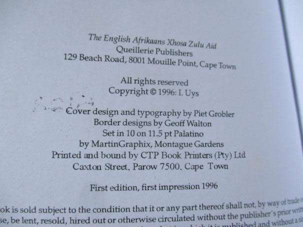 THE ENGLISH, AFRIKAANS, XHOSA, ZULU AID - WORD LISTS & PHRASES EN FOUR LANGUAGES - ISABEL UYS
