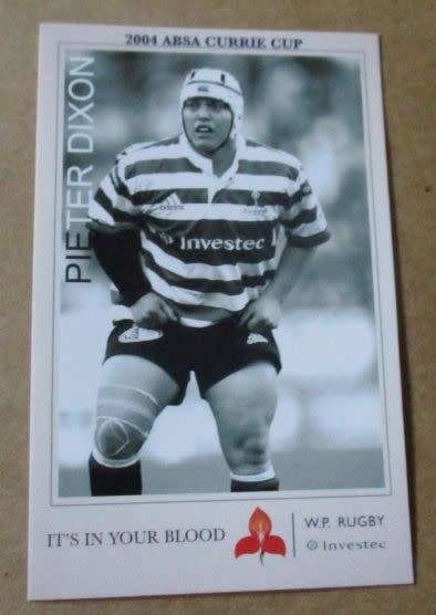 PIETER DIXON - WP RUGBY - 2004 CURRIE CUP SUPER SPORT  COLLECTORS CARD