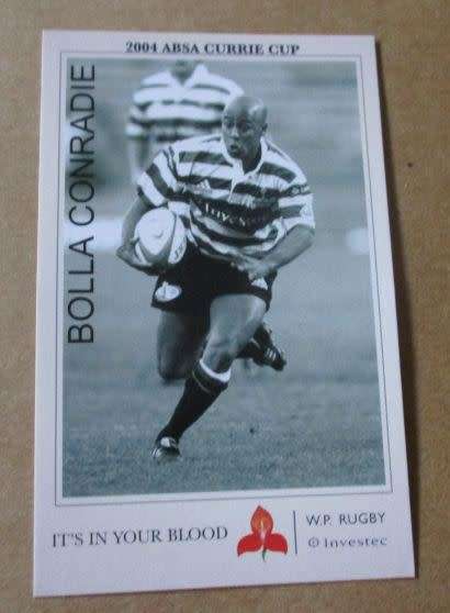 BOLLA CONRADIE - WP RUGBY - 2004 CURRIE CUP SUPER SPORT  COLLECTORS CARD