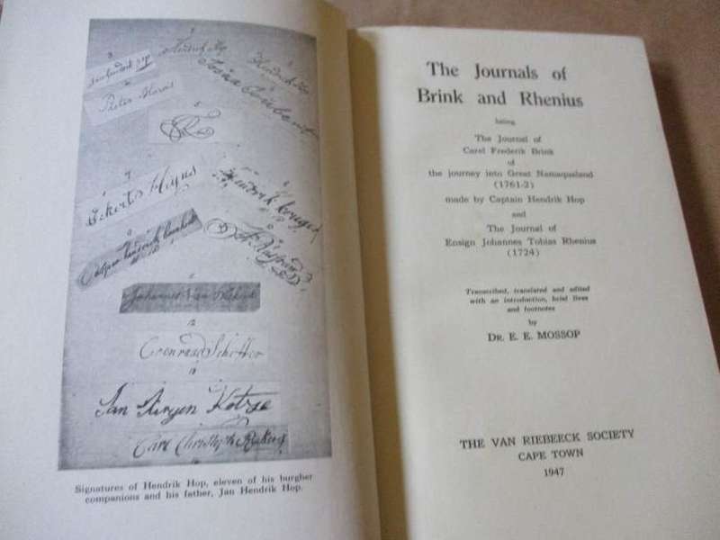 THE JOURNALS OF BRINK AND RHENIUS - JOURNAL INTO GREAT NAMAQUALAND BY CAPTAIN CAREL HOP AND ...