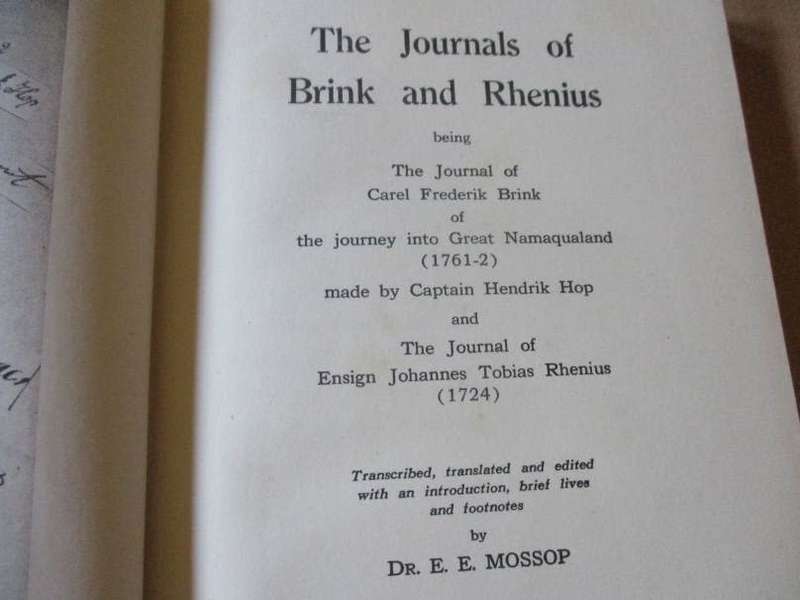 THE JOURNALS OF BRINK AND RHENIUS - JOURNAL INTO GREAT NAMAQUALAND BY CAPTAIN CAREL HOP AND ...