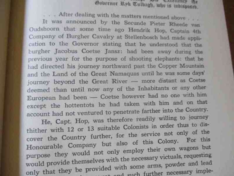 THE JOURNALS OF BRINK AND RHENIUS - JOURNAL INTO GREAT NAMAQUALAND BY CAPTAIN CAREL HOP AND ...